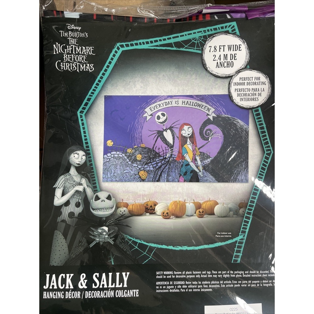 Nightmare Before Christmas Backdrop 8' X 5' Party Wall Decor. Halloween Disney
